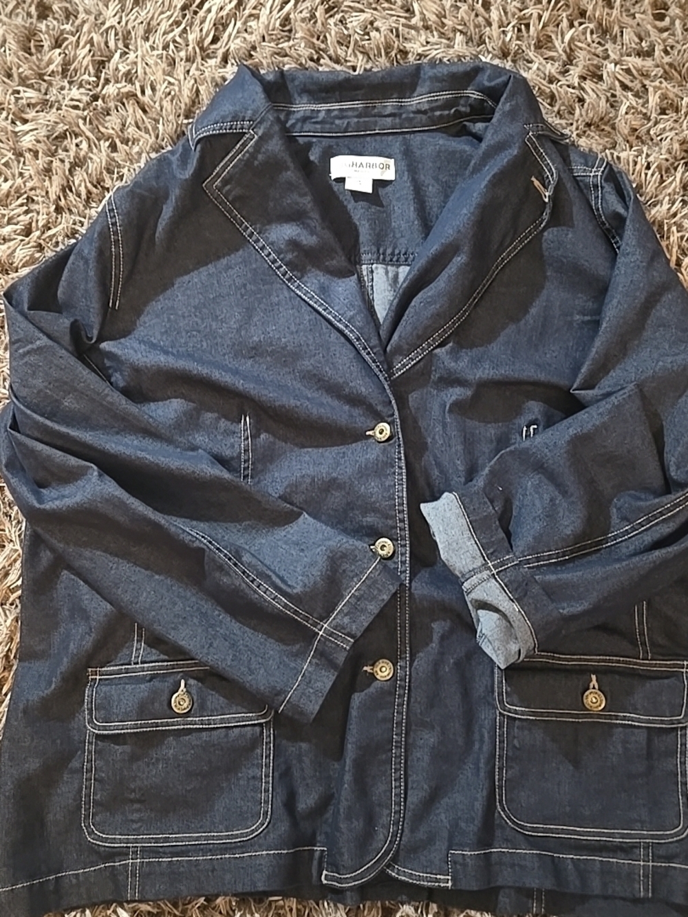 Sag Harbor Navy Jacket with Contrast Stitching
